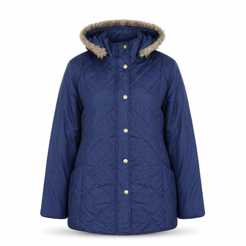 Anne De Lancay Womens Blue Quilted Jacket Size M Snap