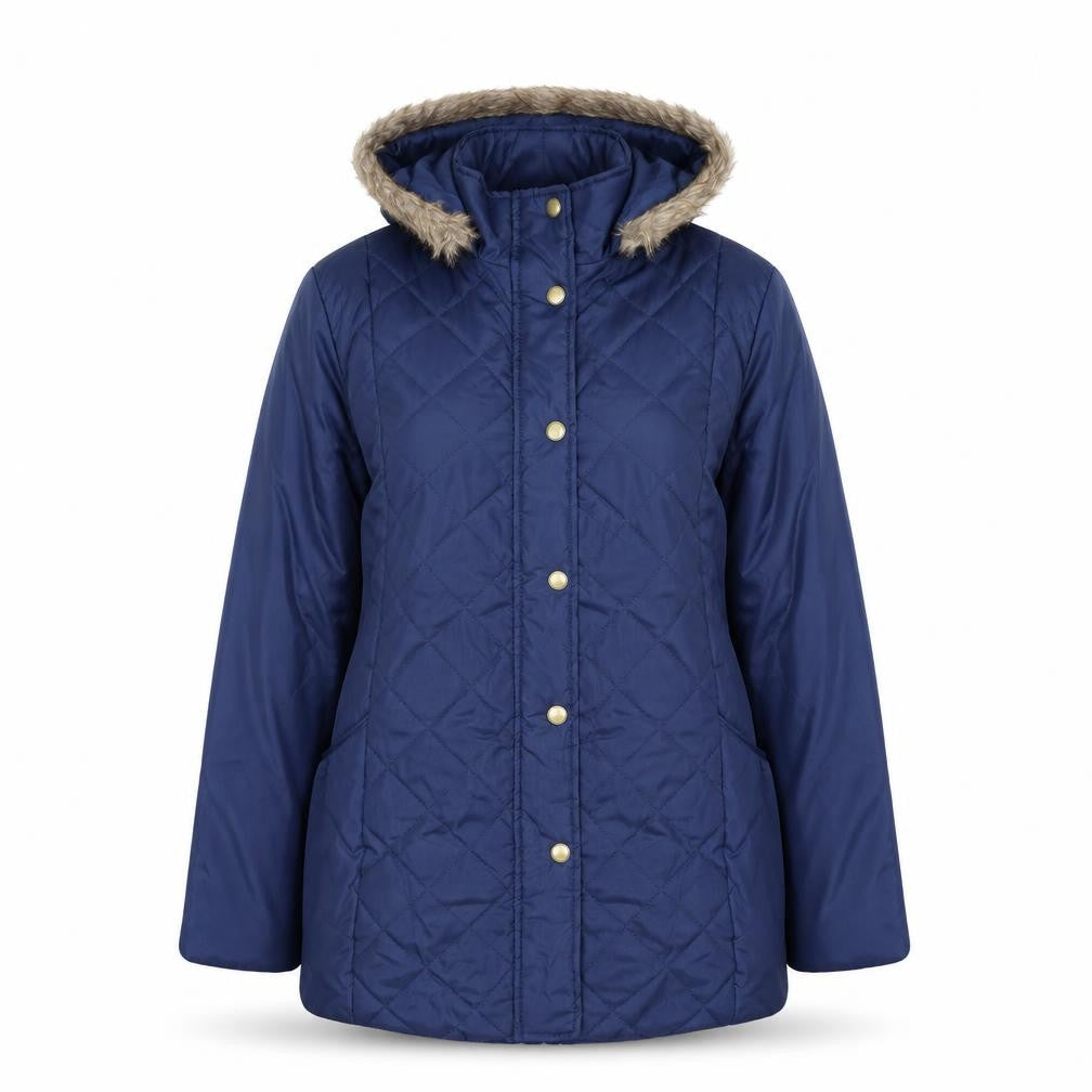 Anne De Lancay Womens Blue Quilted Jacket Size M Snap