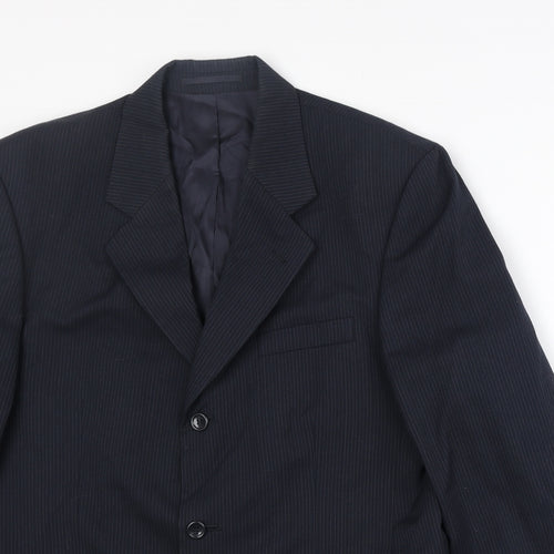 Hadleigh & Taylor Mens Blue Striped Wool Jacket Suit Jacket Size 40 Regular