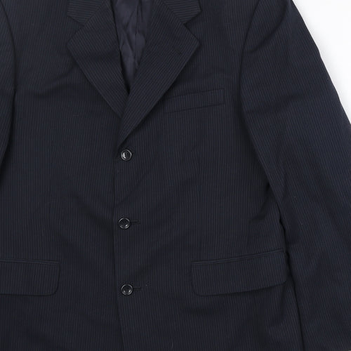 Hadleigh & Taylor Mens Blue Striped Wool Jacket Suit Jacket Size 40 Regular
