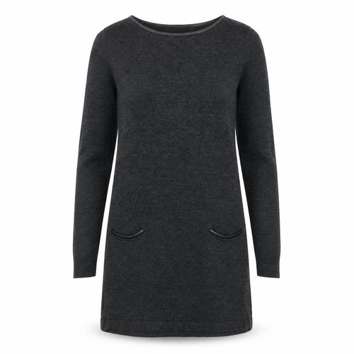 Marks and Spencer Womens Grey Acrylic Jumper Dress Size 8 Round Neck Pullover
