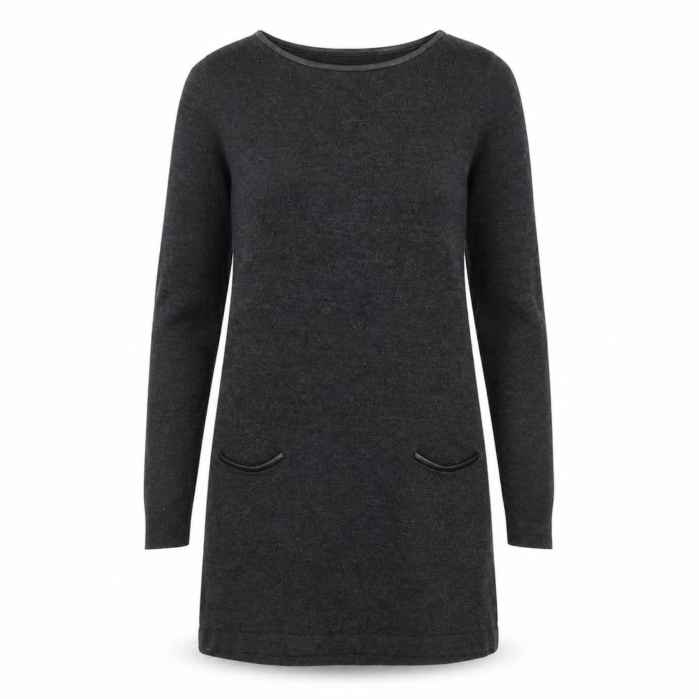 Marks and Spencer Womens Grey Acrylic Jumper Dress Size 8 Round Neck Pullover