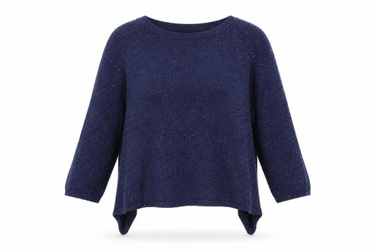 Front view of Monsoon women’s blue round neck polyester jumper, size S
