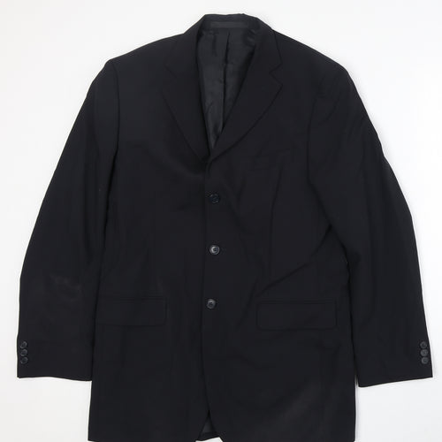 Marks and Spencer Mens Black Polyester Jacket Suit Jacket Size 40 Regular