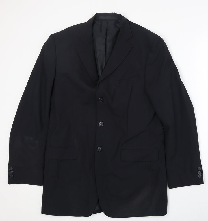 Marks and Spencer Mens Black Polyester Jacket Suit Jacket Size 40 Regular