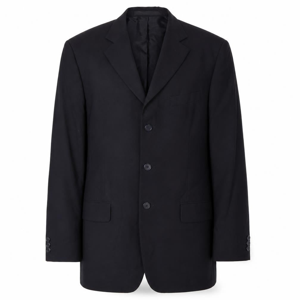Front view of Marks & Spencer men’s black polyester jacket suit jacket, size 40, regular