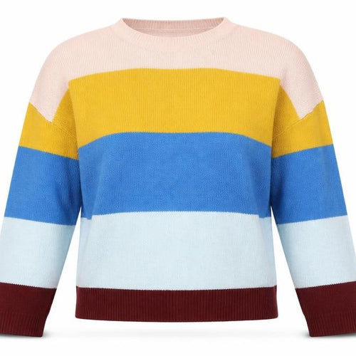 Divided by H&M Womens Multicoloured Round Neck Striped Acrylic Pullover Jumper Size L