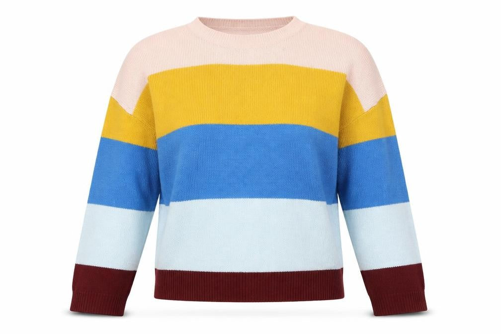 Divided by H&M Womens Multicoloured Round Neck Striped Acrylic Pullover Jumper Size L
