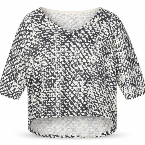DNKY Womens Beige V-Neck Geometric Viscose Pullover Jumper Size L