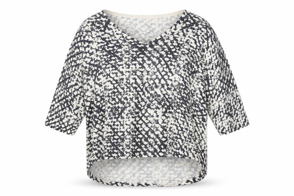 DNKY Womens Beige V-Neck Geometric Viscose Pullover Jumper Size L