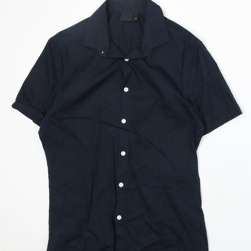 ASOS Mens Blue Cotton Button-Up Size S Collared Button
