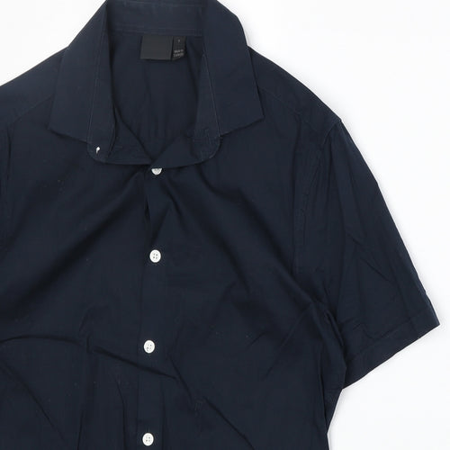 ASOS Mens Blue Cotton Button-Up Size S Collared Button