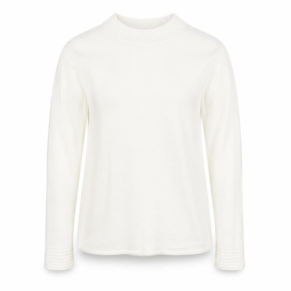 Bonmarché Womens Ivory Round Neck Acrylic Pullover Jumper Size 14