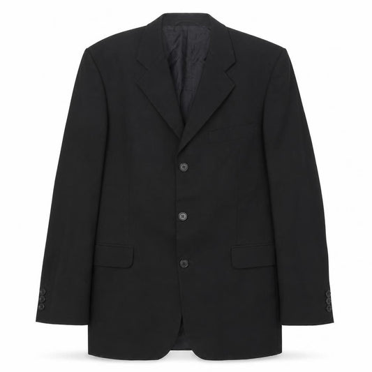 Front view of Burton men’s black polyester jacket suit jacket, size 40, regular