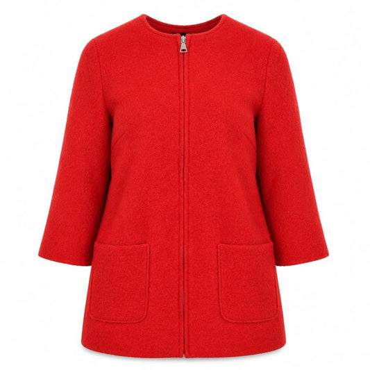 Front view of New Look women’s red jacket, size UK 12, zip