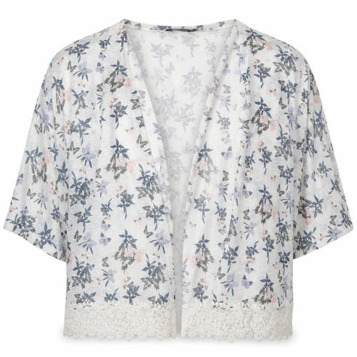 Dorothy Perkins Womens White V-Neck Geometric Polyester Cardigan Jumper Size M - Butterfly Pattern