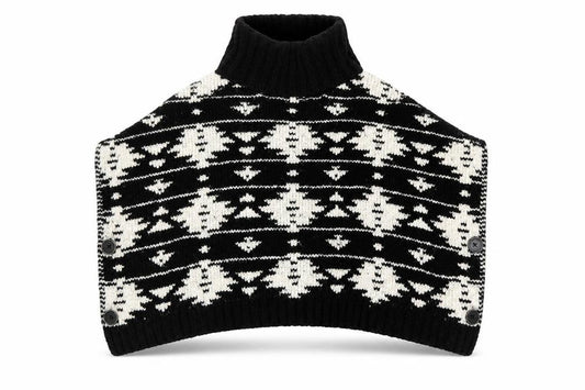 Front view of Next girls’ black roll neck geometric acrylic jumper, size 9, years pullover -, size 9-12, years, poncho