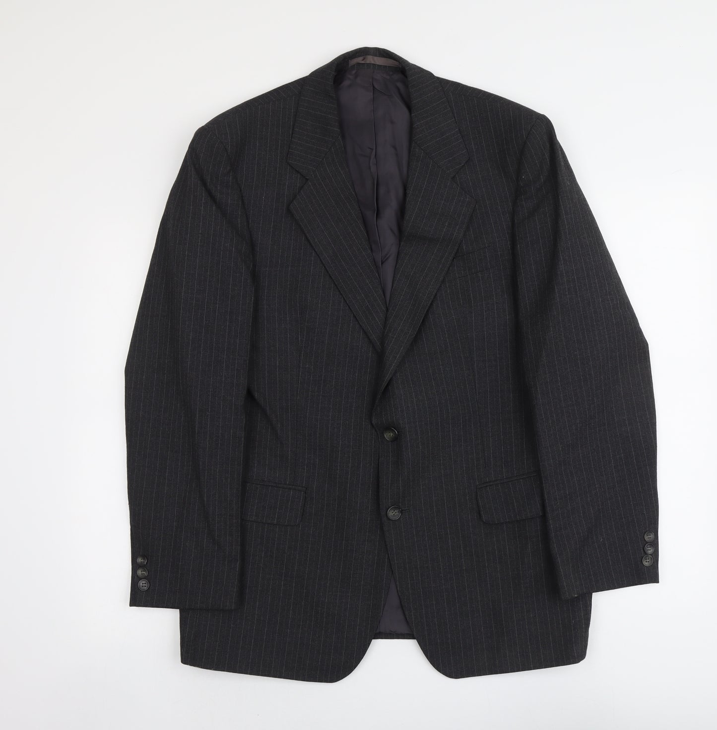 Marks and Spencer Mens Grey Striped Polyester Jacket Suit Jacket Size M Regular