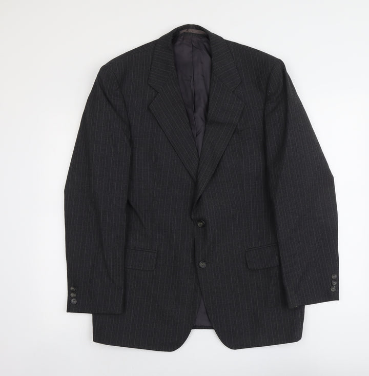 Marks and Spencer Mens Grey Striped Polyester Jacket Suit Jacket Size M Regular