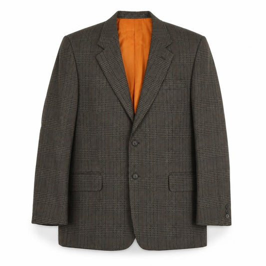 Front view of Berkertex men’s green houndstooth polyester jacket suit jacket, size XL, regular