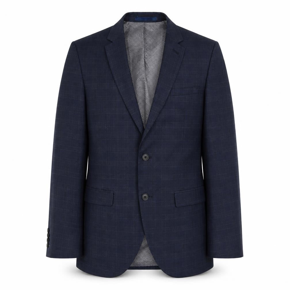 Front view of Next men’s blue polyester jacket suit jacket, size 38, regular