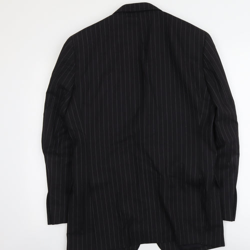 TM Lewin Mens Black Striped Wool Jacket Suit Jacket Size 40 Regular