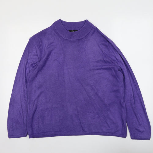 Bonmarché Womens Purple Mock Neck Acrylic Pullover Jumper Size L