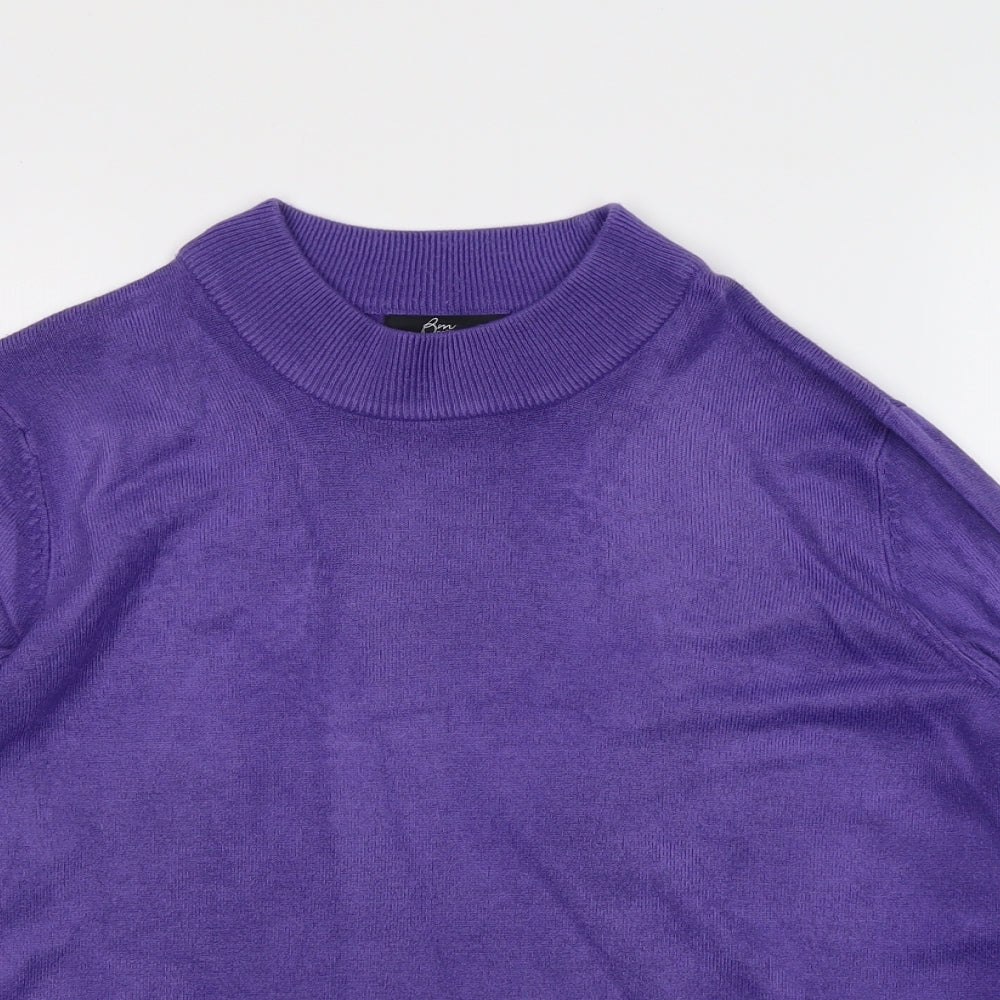 Bonmarché Womens Purple Mock Neck Acrylic Pullover Jumper Size L