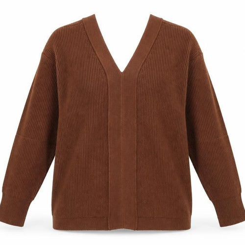 Apricot Womens Brown V-Neck Polyester Pullover Jumper Size 10 - Lace Up Back