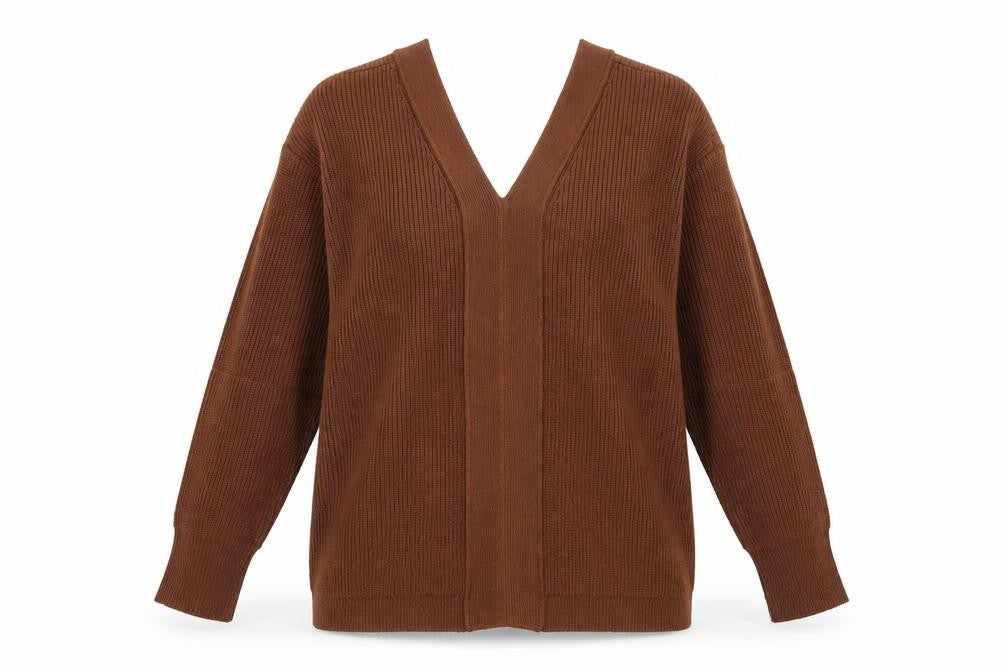 Apricot Womens Brown V-Neck Polyester Pullover Jumper Size 10 - Lace Up Back