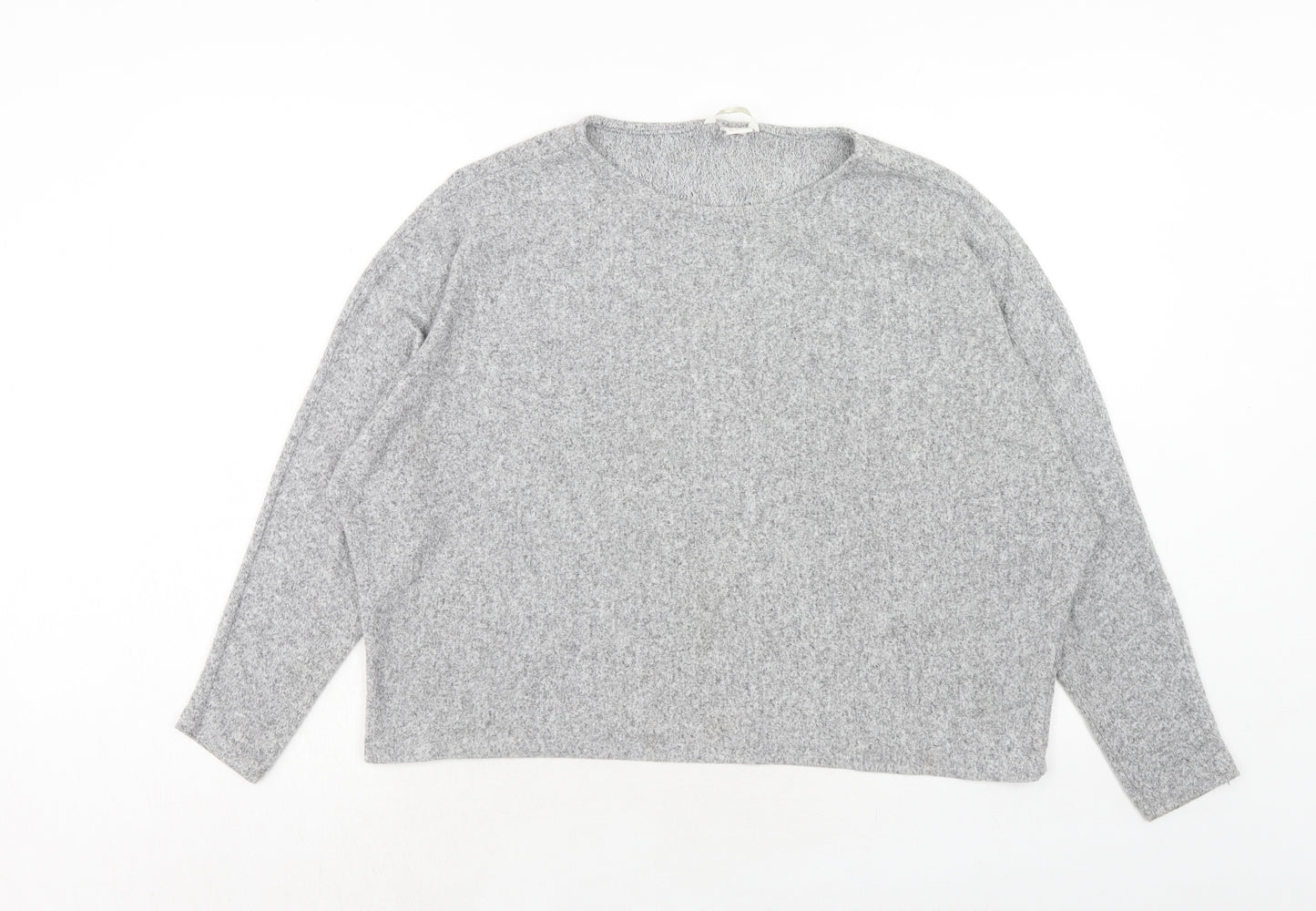H&M Womens Grey Viscose Cropped T-Shirt Size M Round Neck
