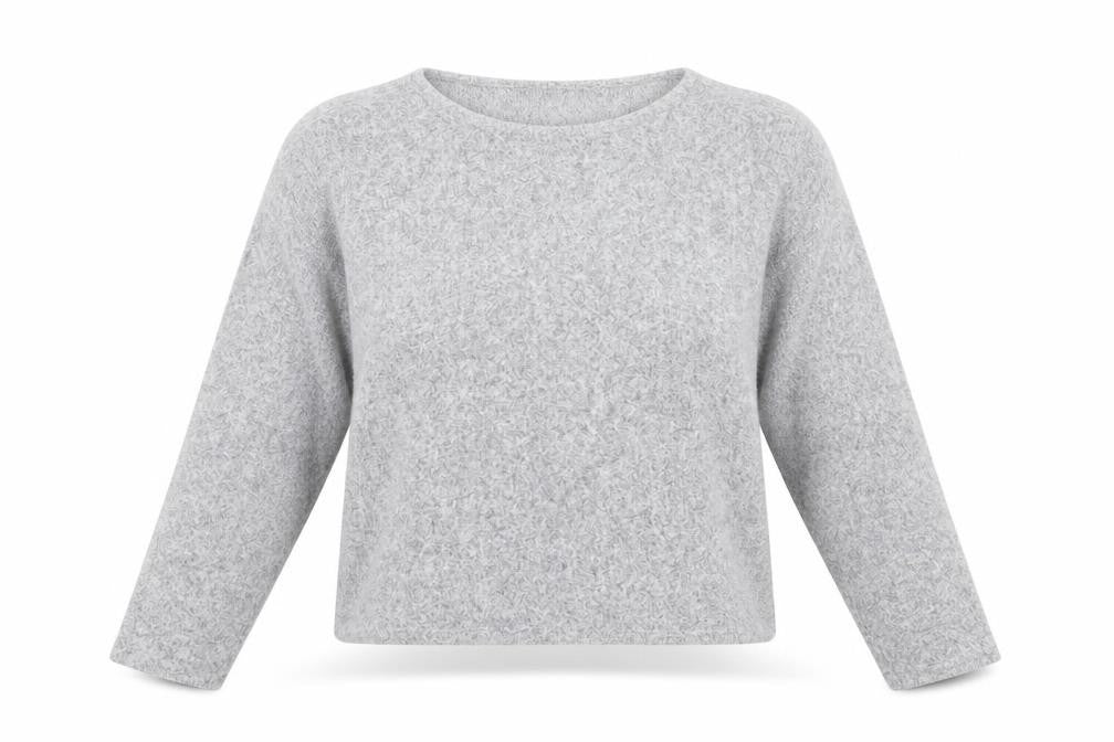 Front view of H&M women’s grey viscose cropped t-shirt, size M, round neck