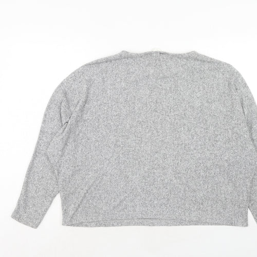 H&M Womens Grey Viscose Cropped T-Shirt Size M Round Neck