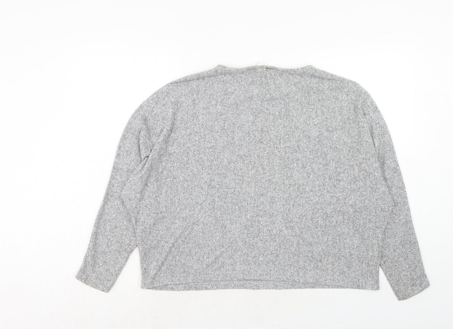 H&M Womens Grey Viscose Cropped T-Shirt Size M Round Neck