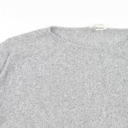 H&M Womens Grey Viscose Cropped T-Shirt Size M Round Neck