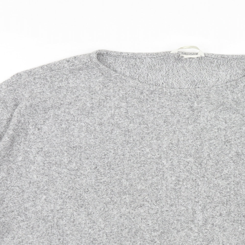 H&M Womens Grey Viscose Cropped T-Shirt Size M Round Neck