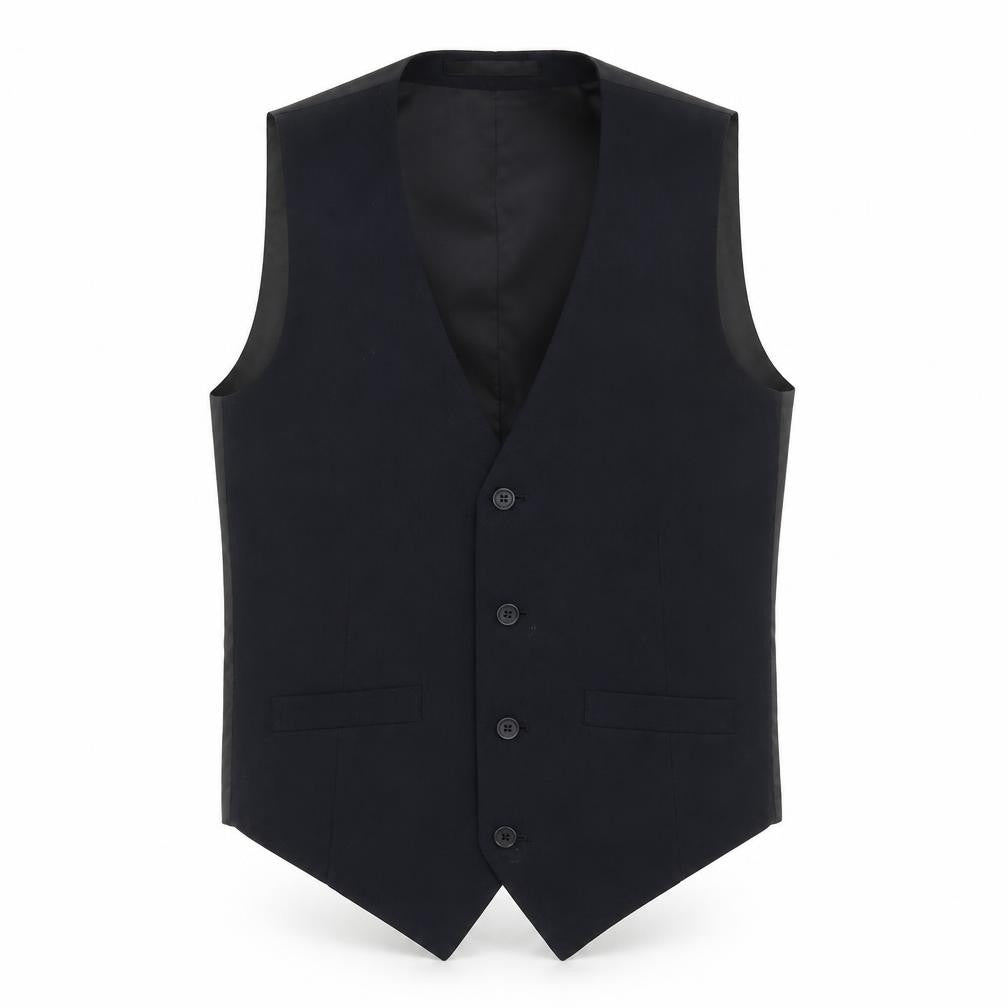Front view of ONESIX5IVE5ive men’s blue polyester jacket suit waistcoat, size 38, regular