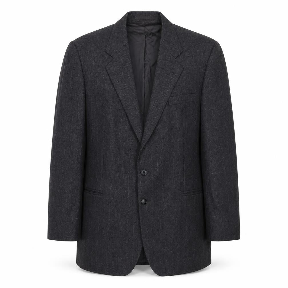 Front view of St Michael men’s grey striped wool jacket suit jacket, size 42, regular