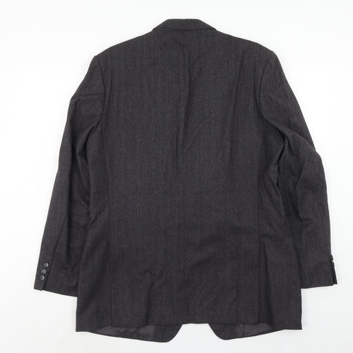 St.Michael Mens Grey Striped Wool Jacket Suit Jacket Size 42 Regular