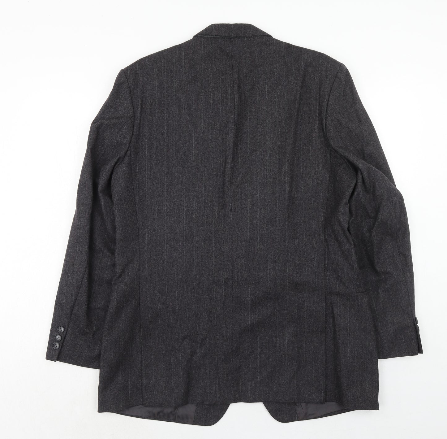 St.Michael Mens Grey Striped Wool Jacket Suit Jacket Size 42 Regular