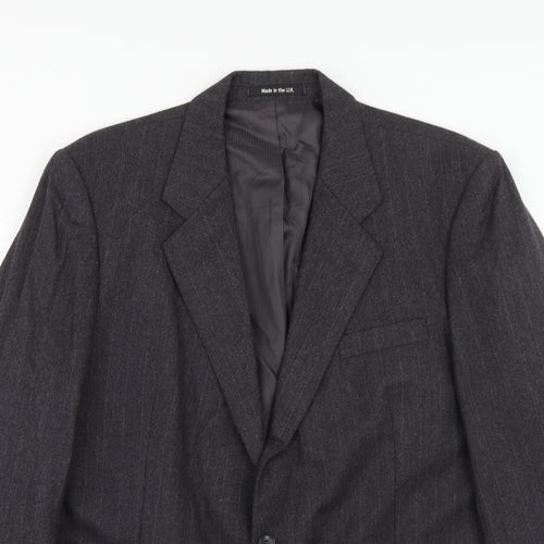 St.Michael Mens Grey Striped Wool Jacket Suit Jacket Size 42 Regular