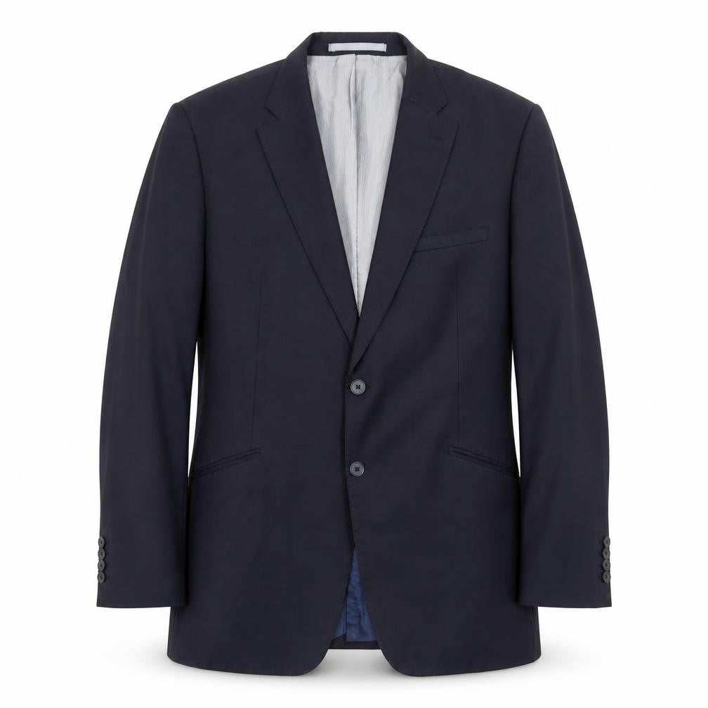 Front view of Marks & Spencer men’s blue wool jacket suit jacket, size 44, regular
