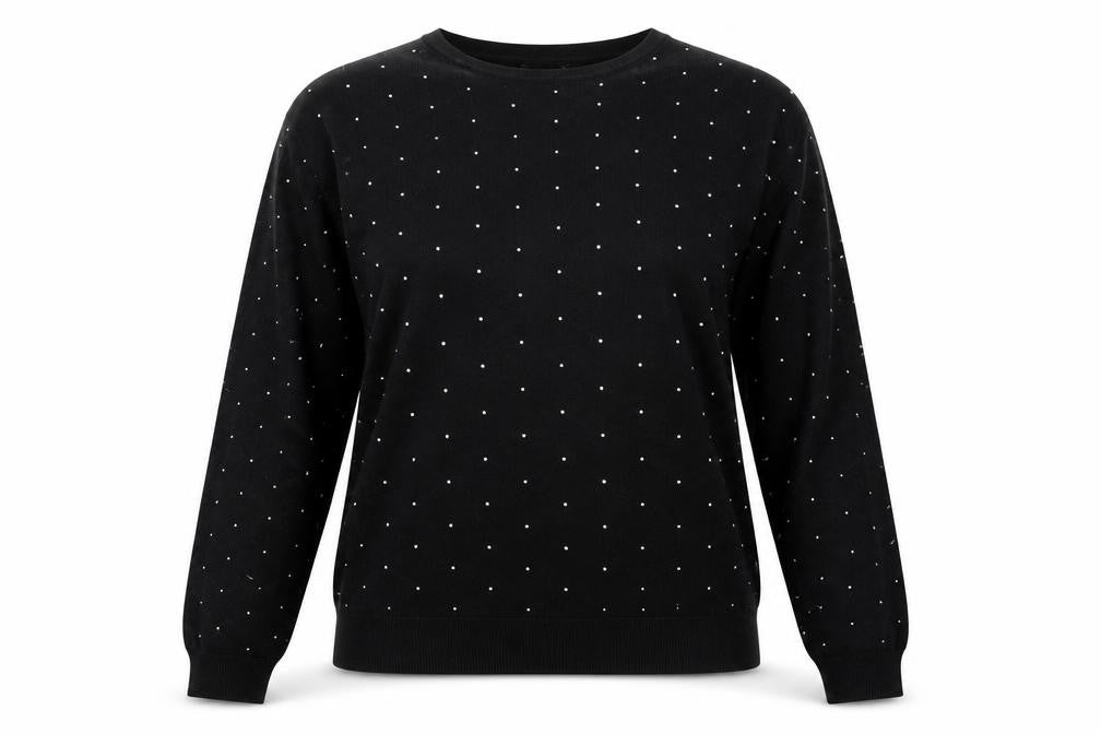 Marks and Spencer Womens Black Round Neck Polka Dot Acrylic Pullover Jumper Size M