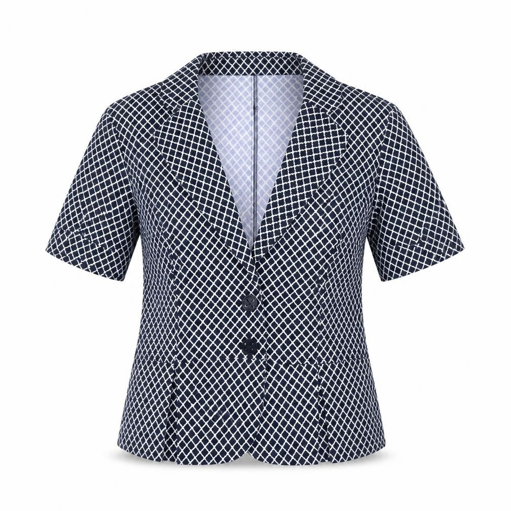 Epilogue Womens Blue Geometric Jacket Blazer Size 12 Button