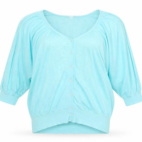 Chiara Bini Womens Blue Round Neck Cotton Cardigan Jumper Size M