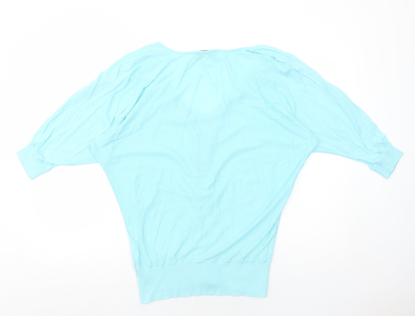 Chiara Bini Womens Blue Round Neck Cotton Cardigan Jumper Size M