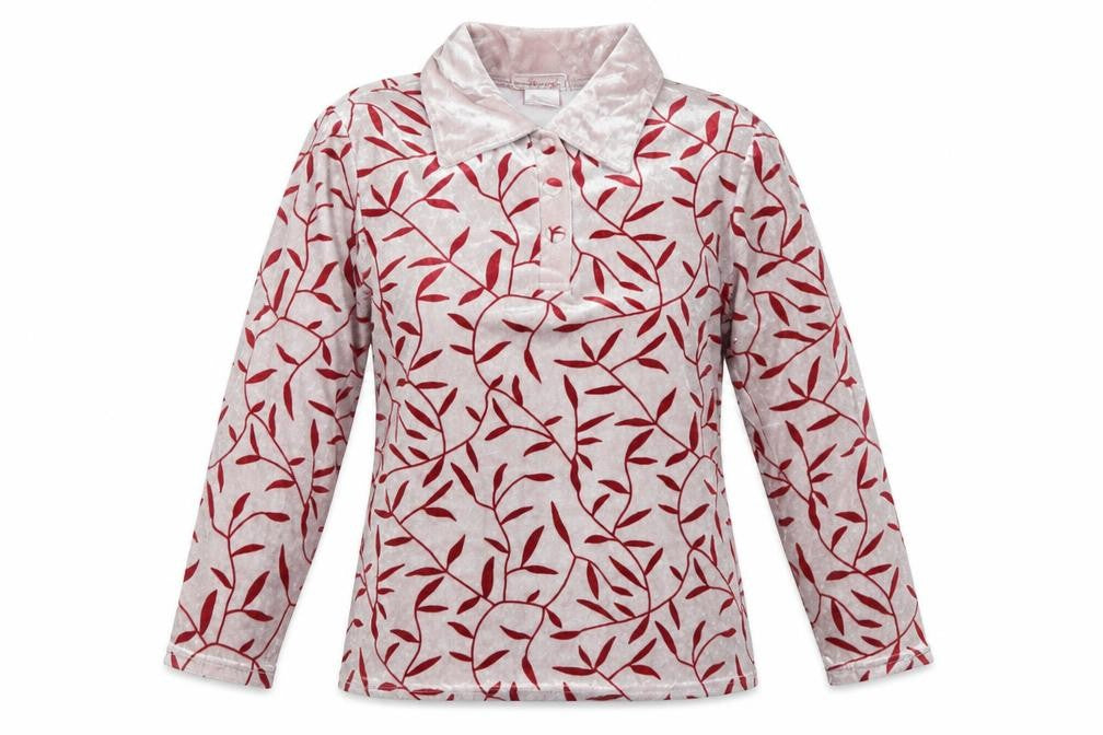 Front view of Claire Neuville women’s pink geometric polyester basic blouse, size UK 12, collared