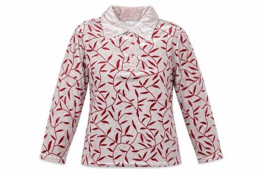 Front view of Claire Neuville women’s pink geometric polyester basic blouse, size UK 12, collared