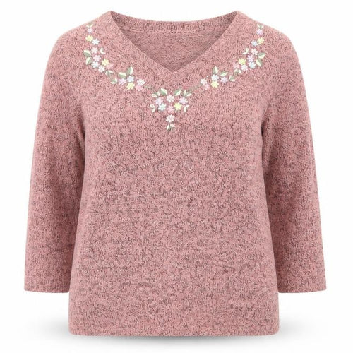 Damart Womens Pink V-Neck Acrylic Pullover Jumper Size 10