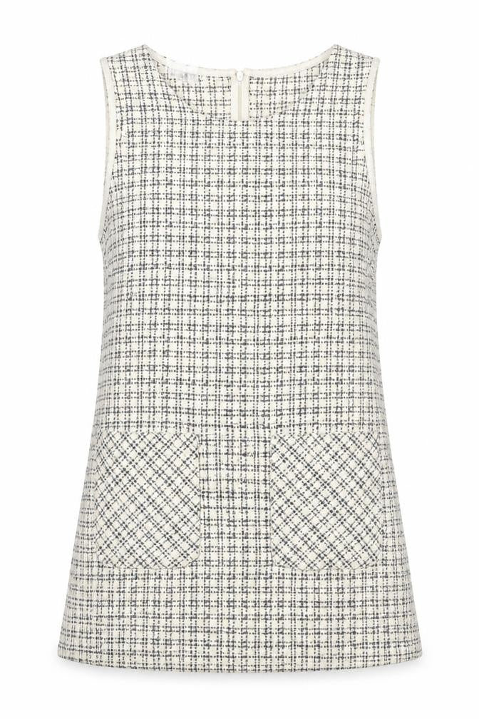 Cooperative Womens Ivory Geometric Cotton Pinafore/Dungaree Dress Size M Round Neck Zip